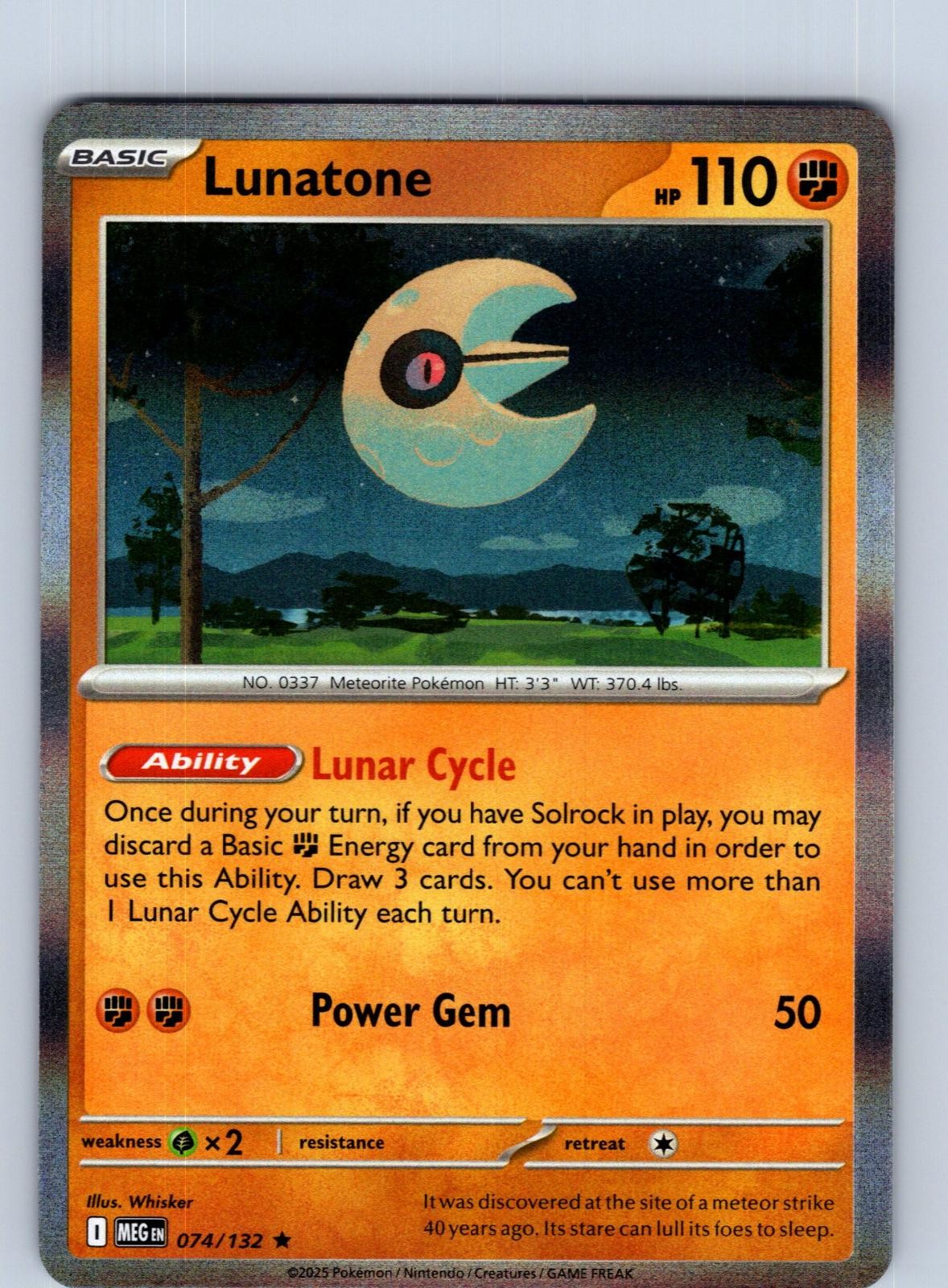 Lunatone 074/132 Rare Mega Evolution Pokemon Holo Near Mint