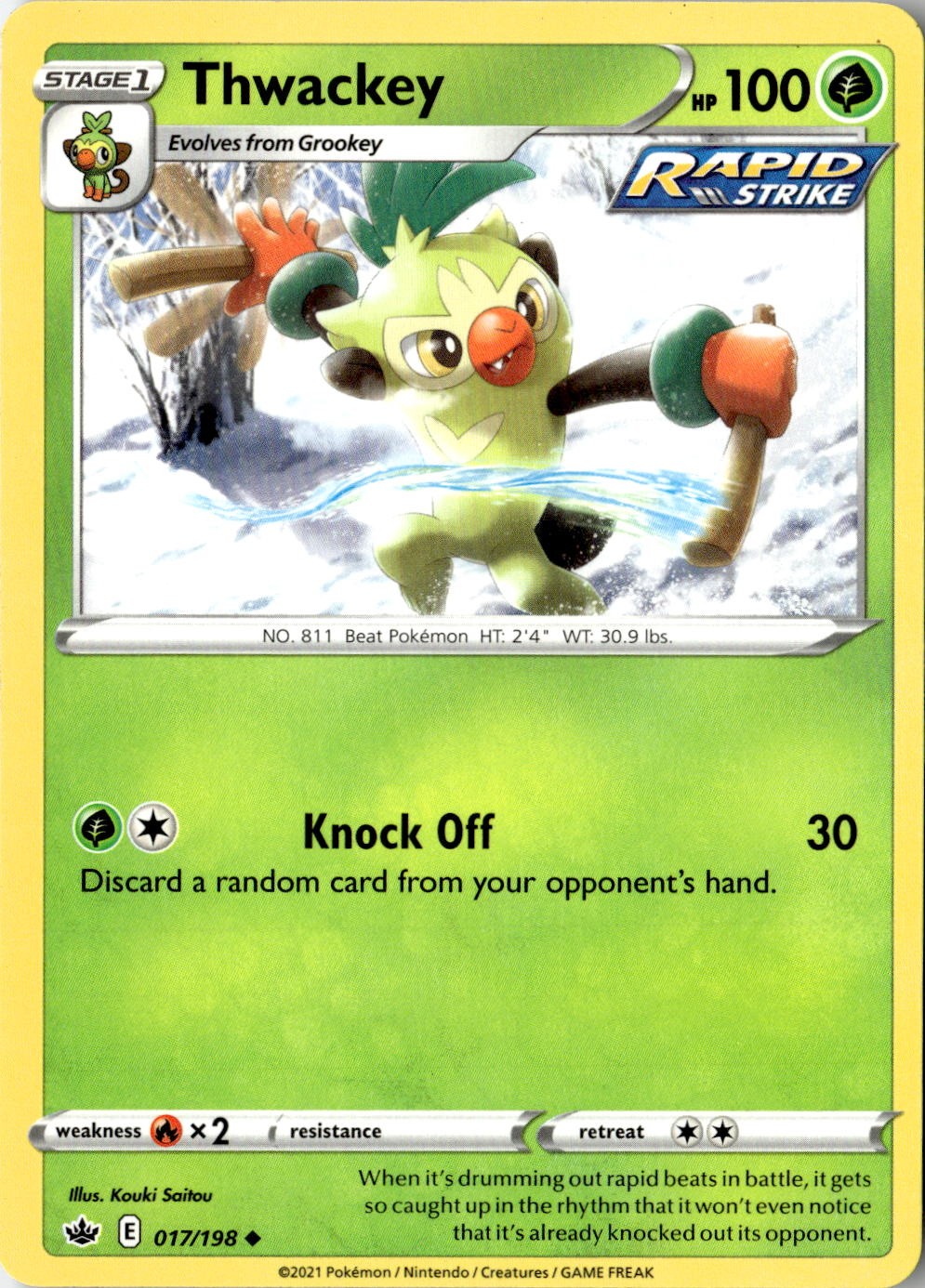 2021 POKEMON THWACKEY 017/198 UNCOMMON CHILLING REIGN NEAR MINT