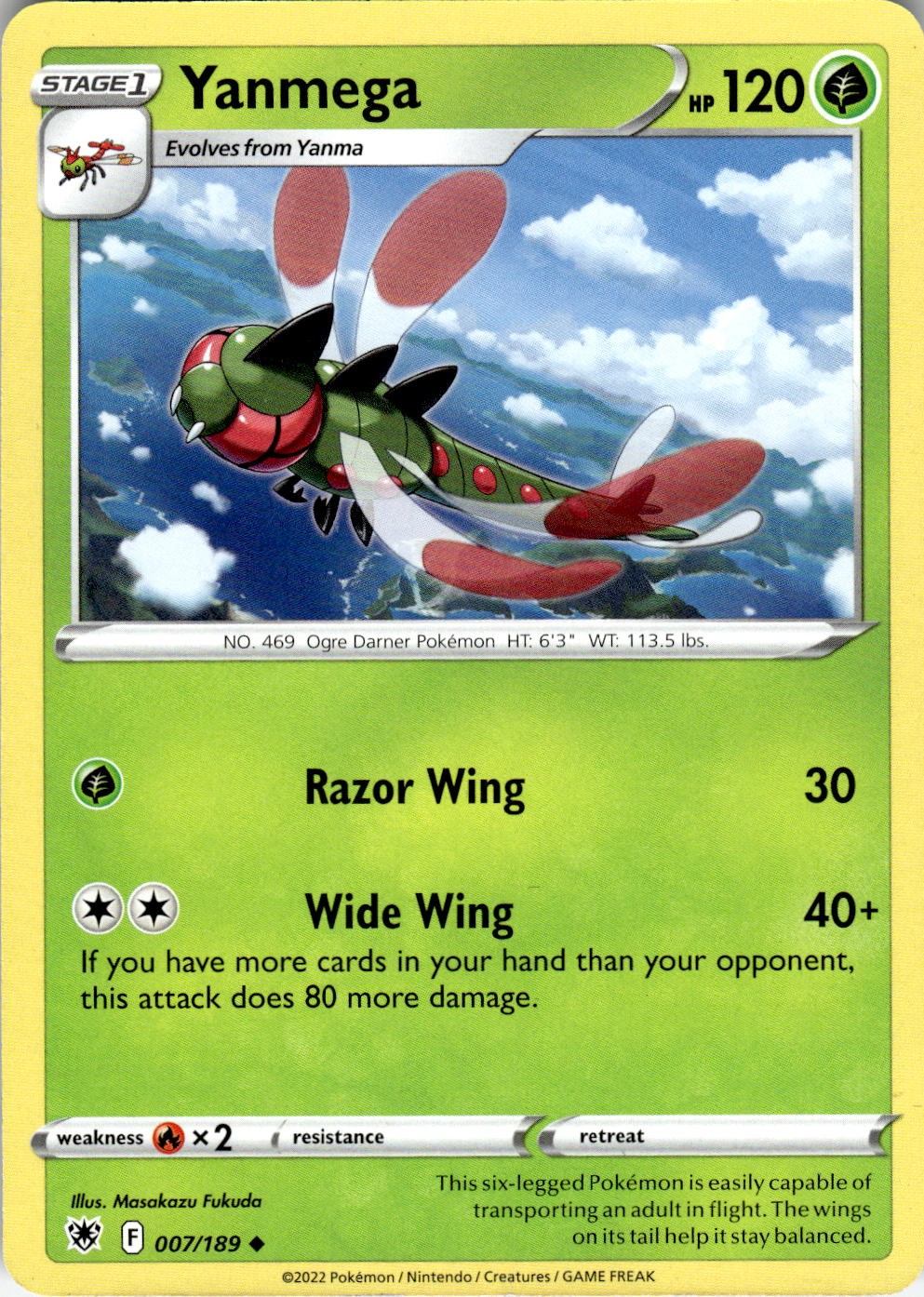 Yanmega 007/189 Uncommon Astral Radiance Pokemon Near Mint