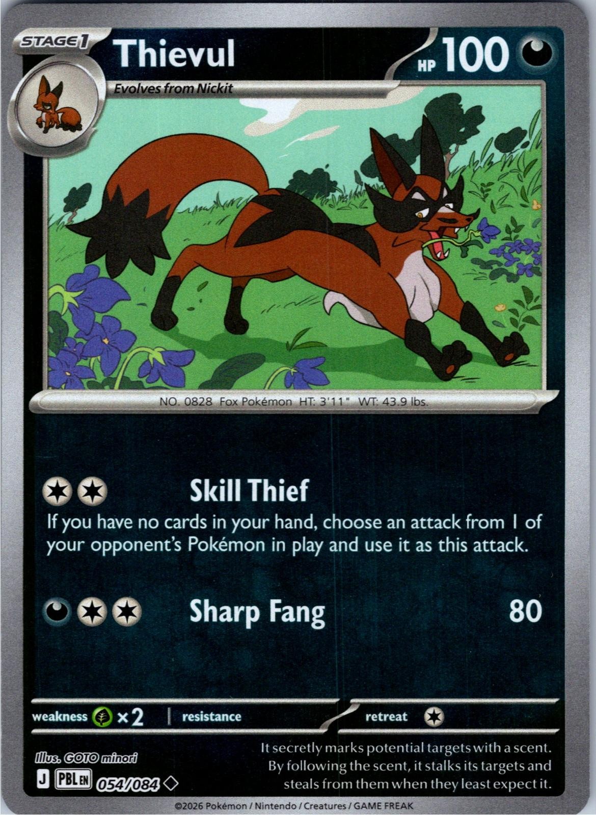 Thievul 054/084 Uncommon Pitch Black Pokemon Lightly Played