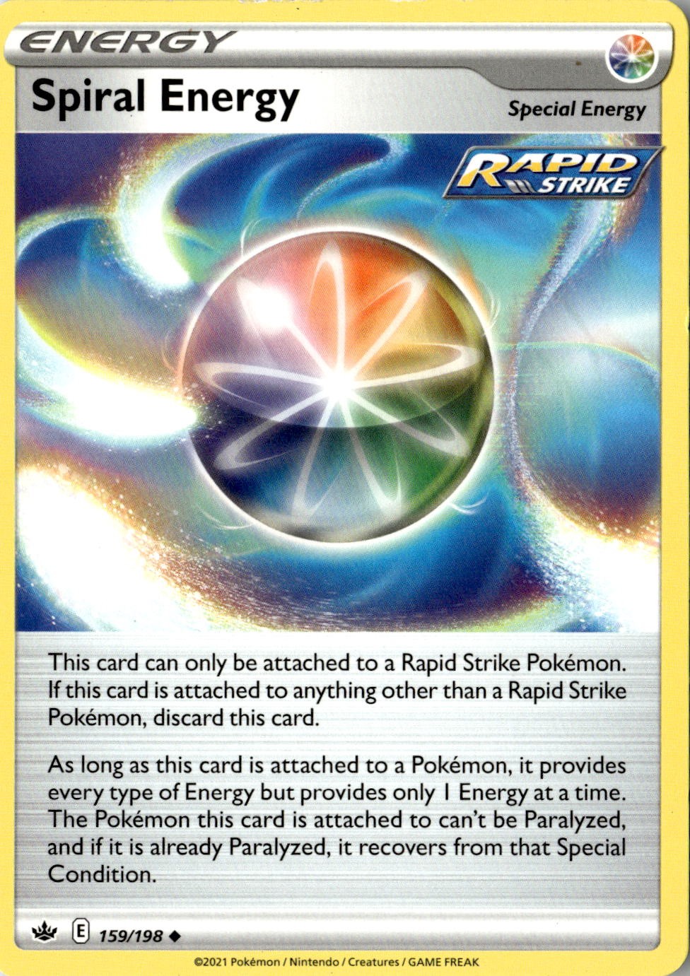 2021 POKEMON SPIRAL ENERGY 159/198 UNCOMMON CHILLING REIGN NEAR MINT