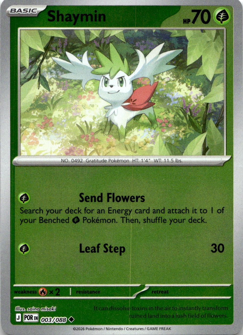 Shaymin 003/088 Uncommon Perfect Order Pokemon Reverse Holo Near Mint