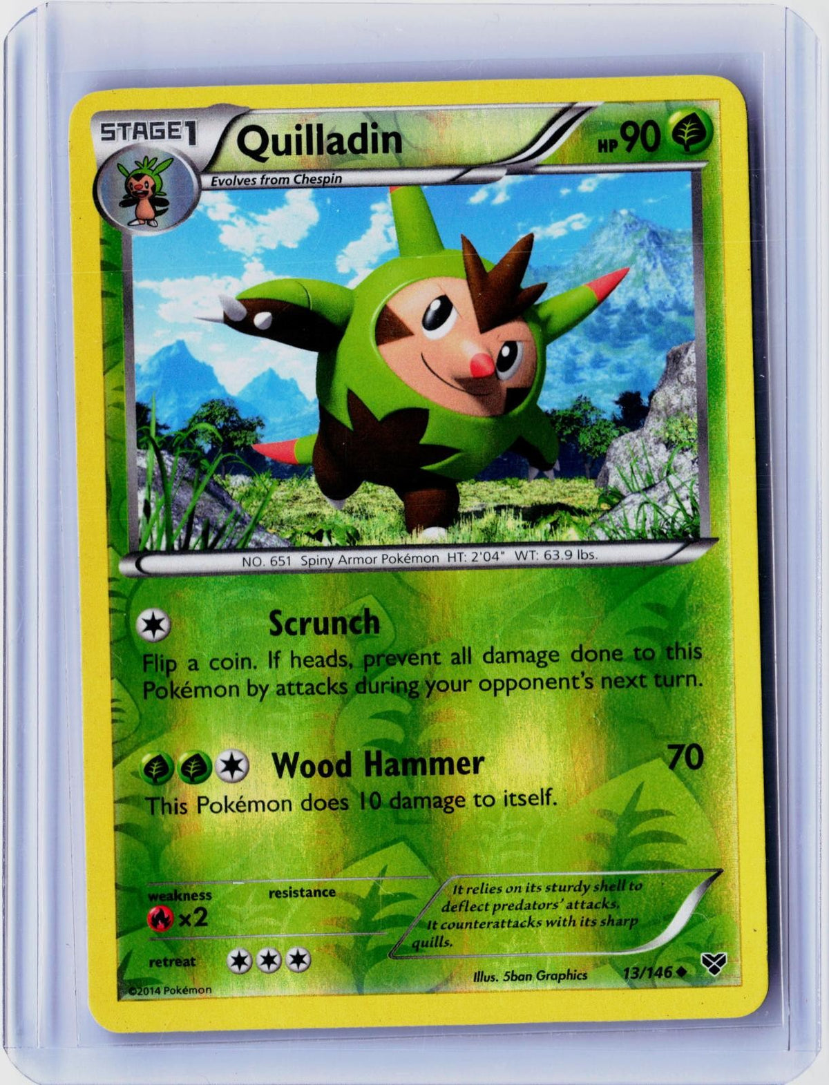 2014 POKEMON QUILLADIN 13/146 UNCOMMON XY BASE SET REVERSE HOLO NEAR MINT