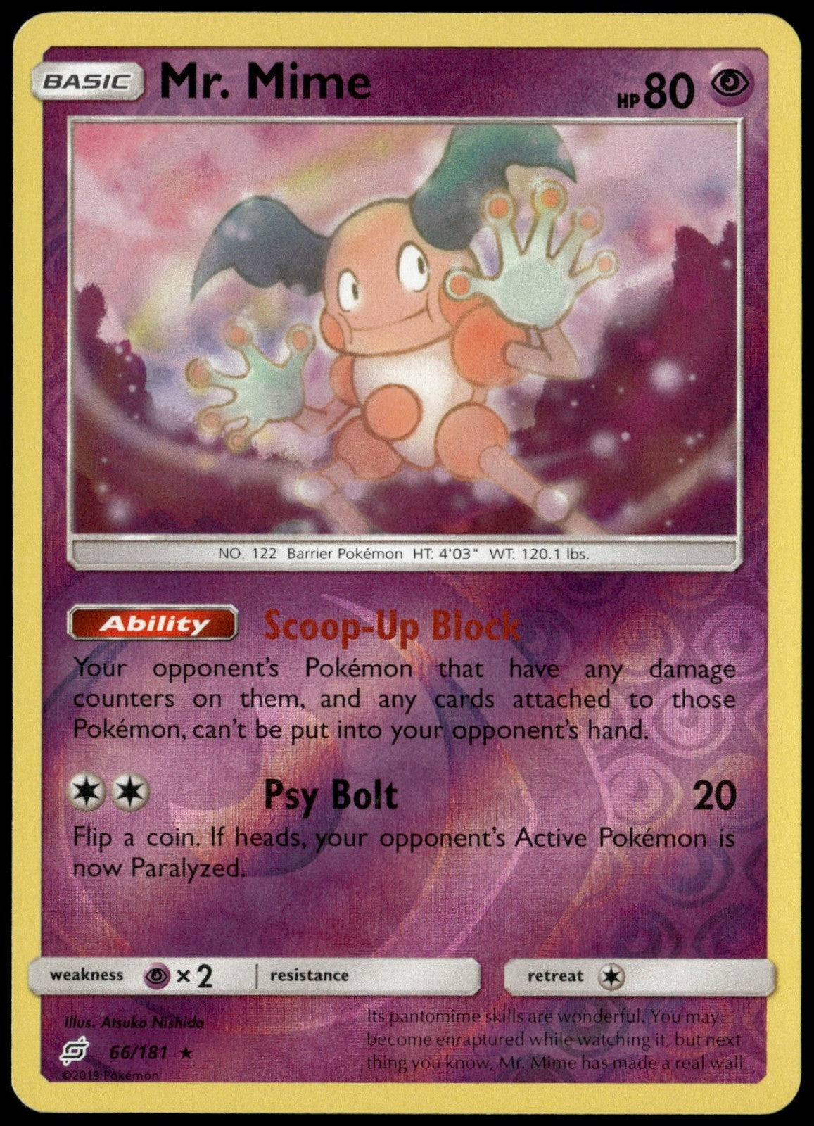 Mr. Mime Reverse Holo Rare SM - Team Up 66/181 NM