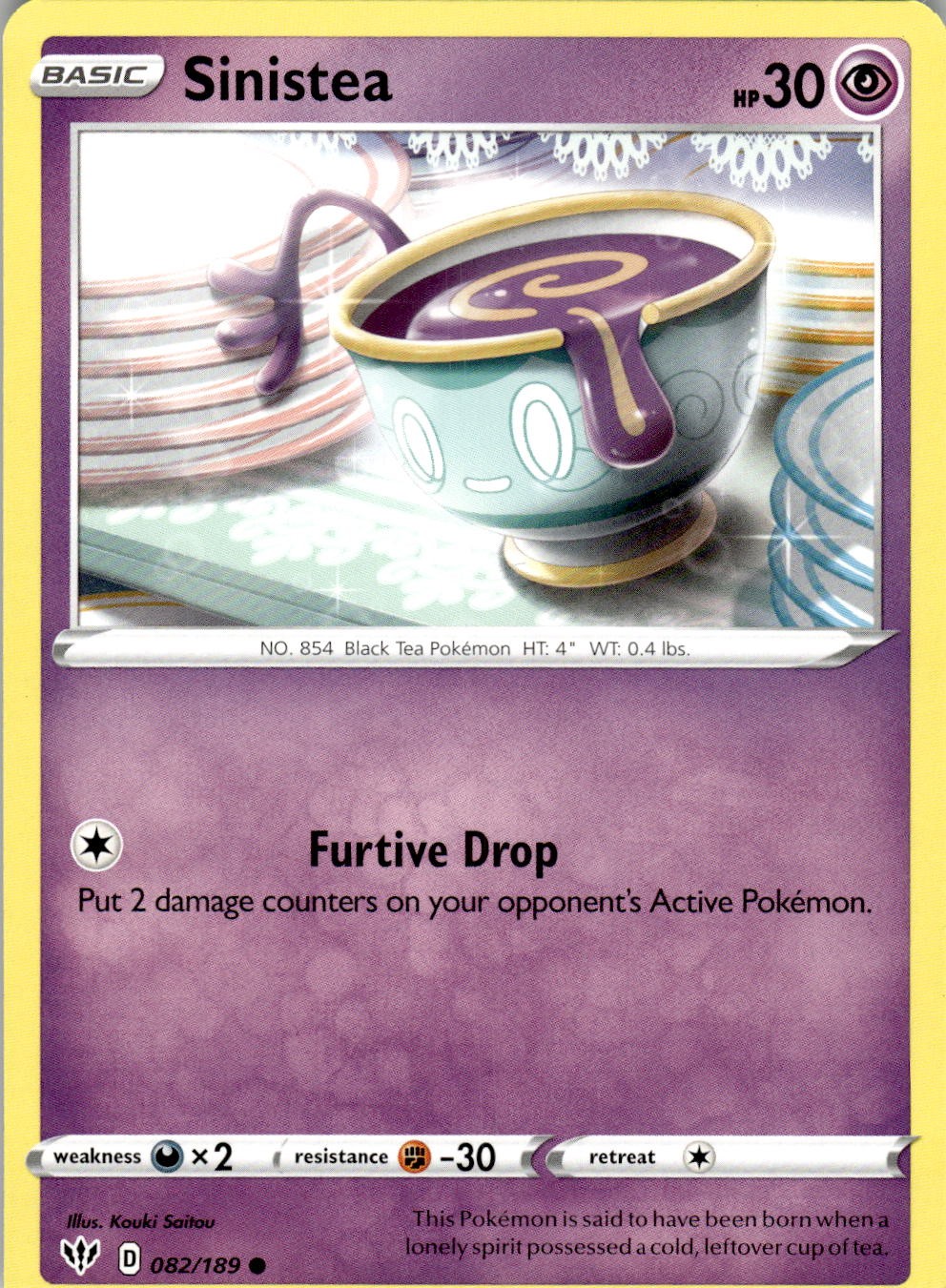 Sinistea 082/189 Common Darkness Ablaze Pokemon Near Mint