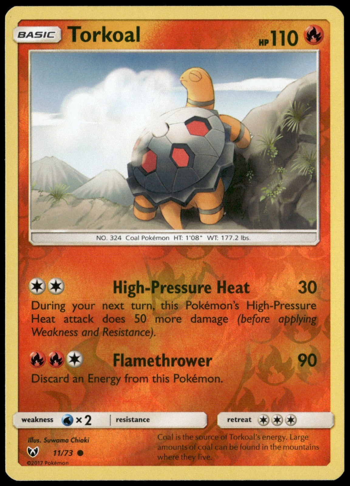 Torkoal Reverse Holo Common Shining Legends 11/73 NM