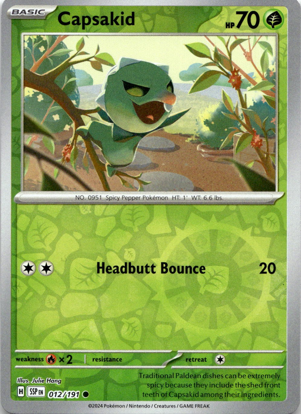 Capsakid 012/191 Common Surging Sparks Pokemon Reverse Holo Near Mint