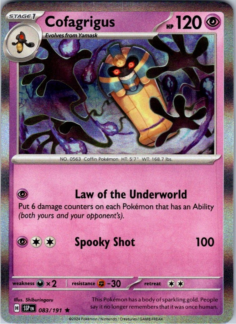 Cofagrigus 083/191 Rare Surging Sparks Pokemon Holo Near Mint