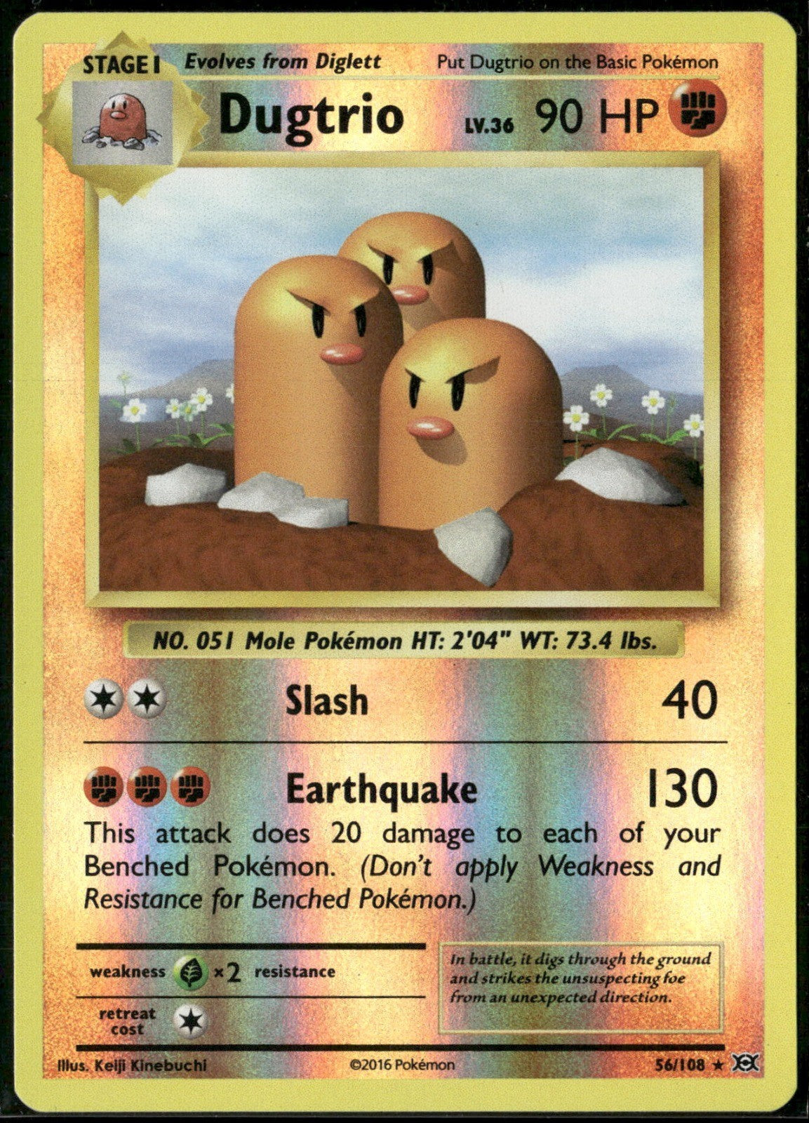 Dugtrio Reverse Holo Rare XY - Evolutions 56/108 NM