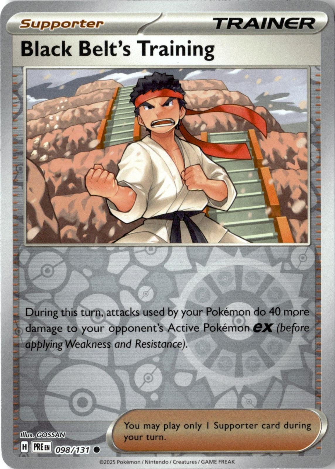 POKEMON BLACK BELT'S TRAINING 098/131 PRISMATIC EVOLUTIONS REVERSE HOLO NM