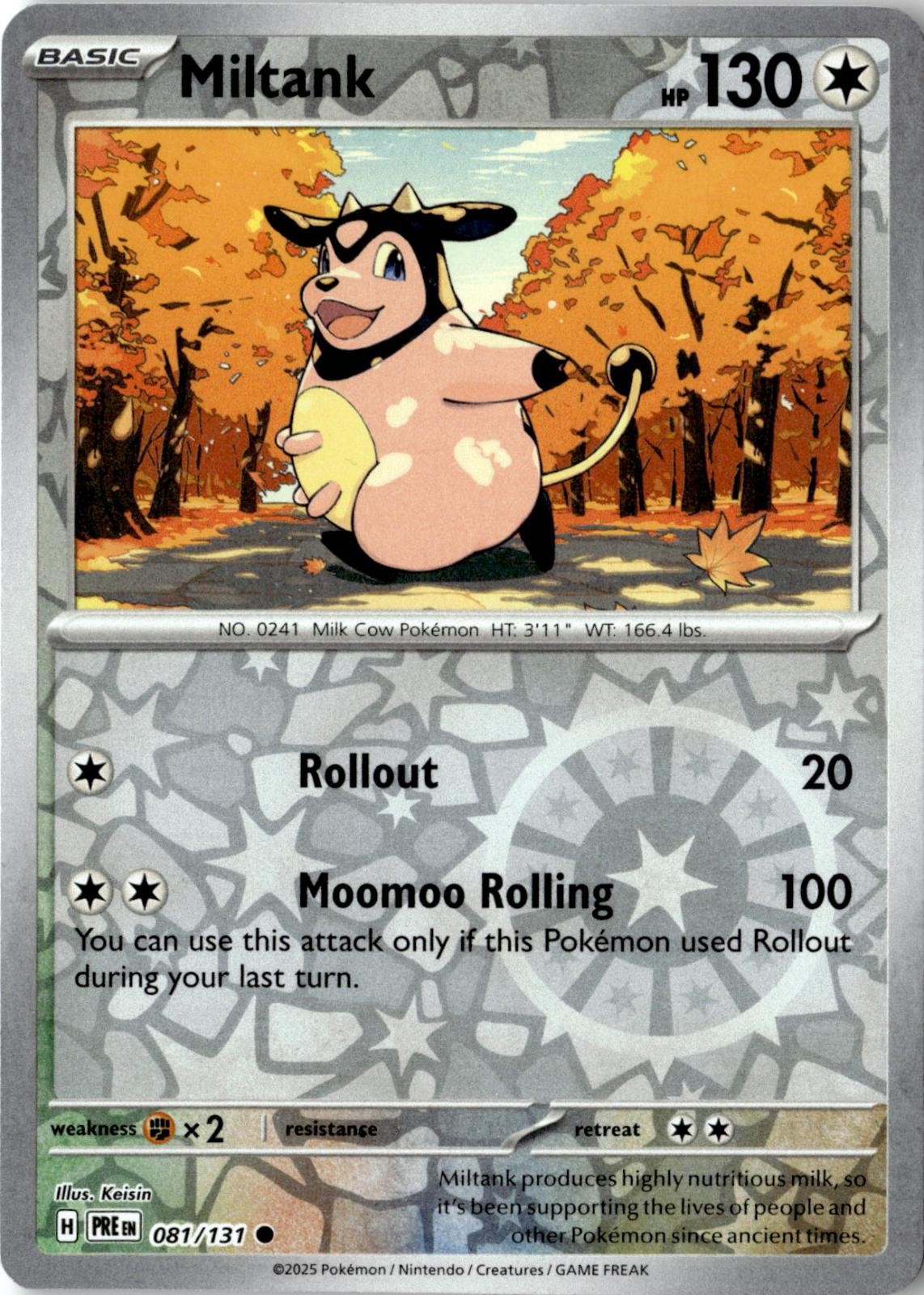 2025 POKEMON MILTANK 081/131 COMMON PRISMATIC EVOLUTIONS REVERSE HOLO NEAR MINT