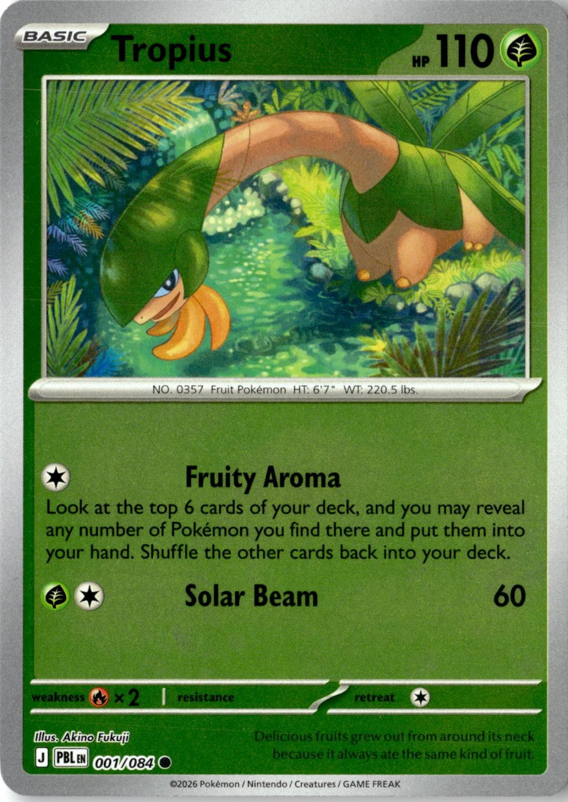2026 POKEMON TROPIUS 001/084 COMMON PITCH BLACK REVERSE HOLO NEAR MINT