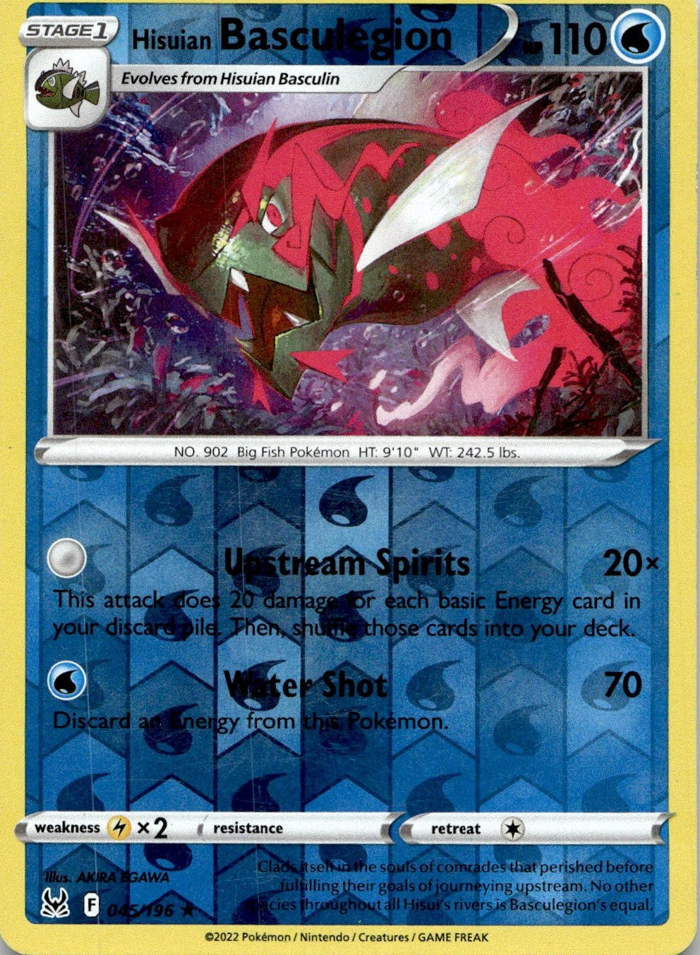 Hisuian Basculegion 045/196 Rare Lost Origin Pokemon Reverse Holo Lightly Played