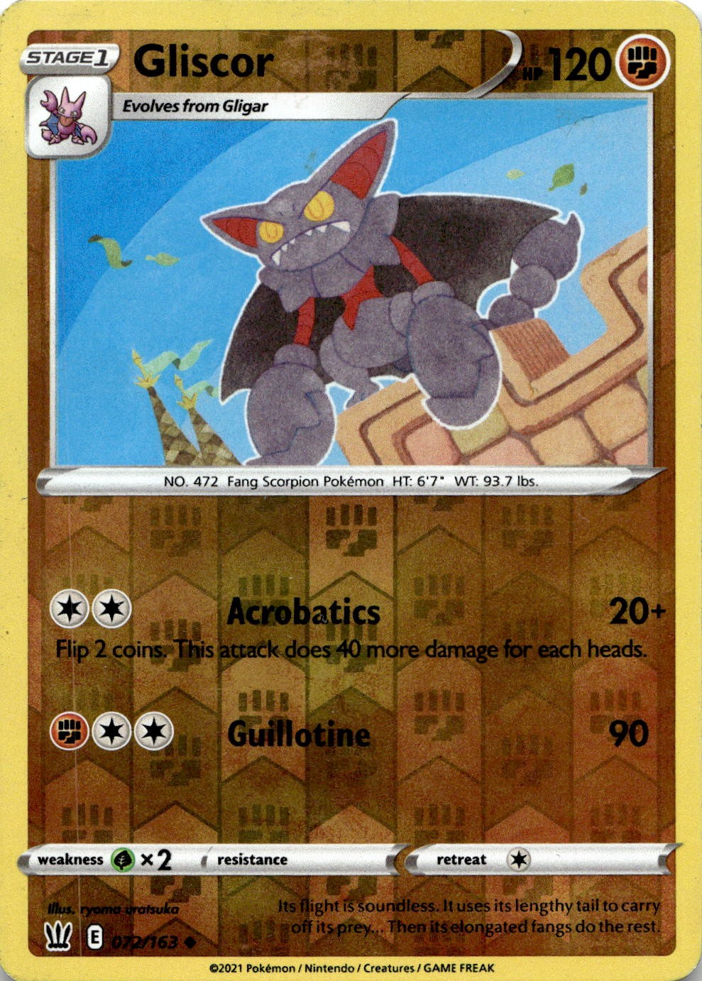 Gliscor 072/163 Uncommon Battle Styles Pokemon Reverse Holo Lightly Played
