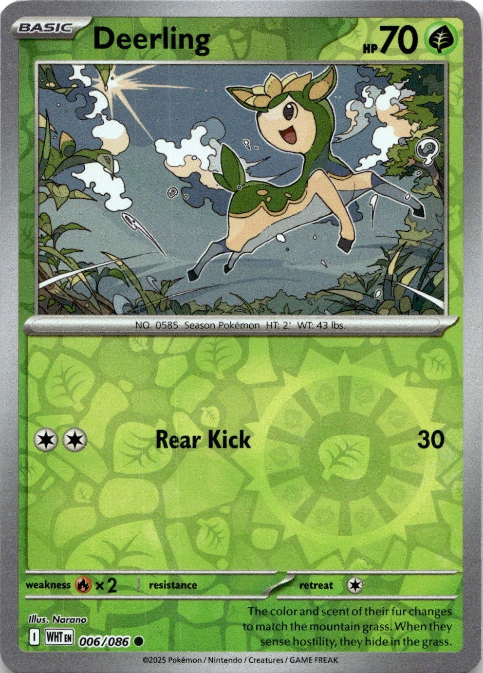 Deerling 006/086 Common White Flare Pokemon Reverse Holo Near Mint