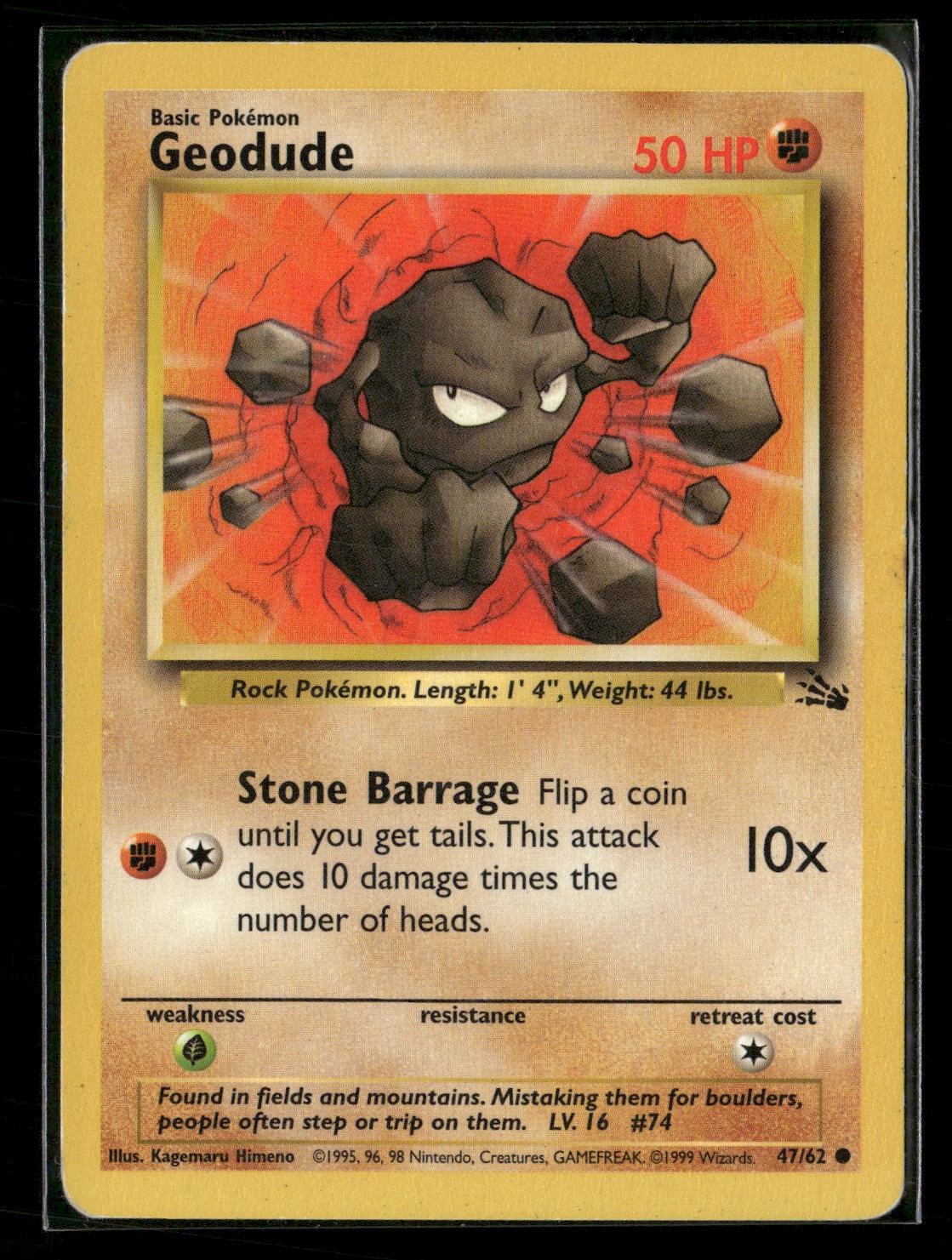 Geodude Unlimited Common Fossil 47/62 LP