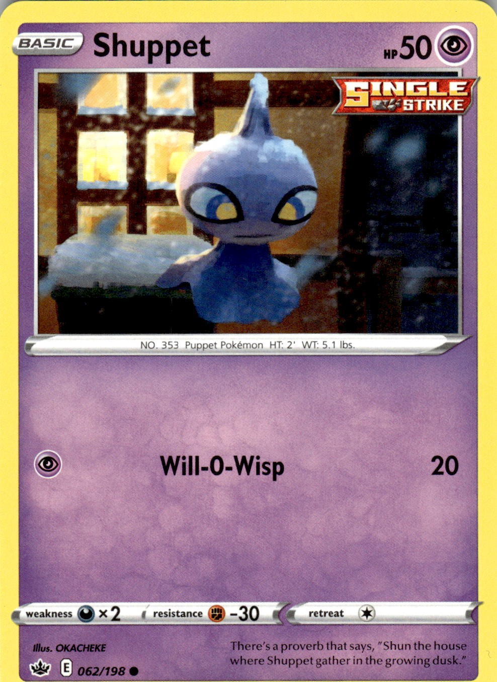 Shuppet 062/198 Common Chilling Reign Pokemon Near Mint
