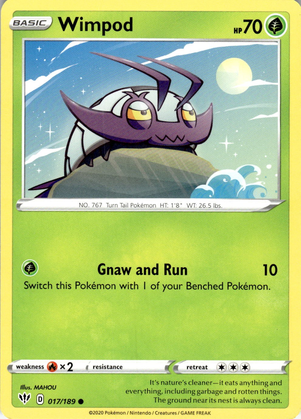 Wimpod 017/189 Common Darkness Ablaze Pokemon Near Mint