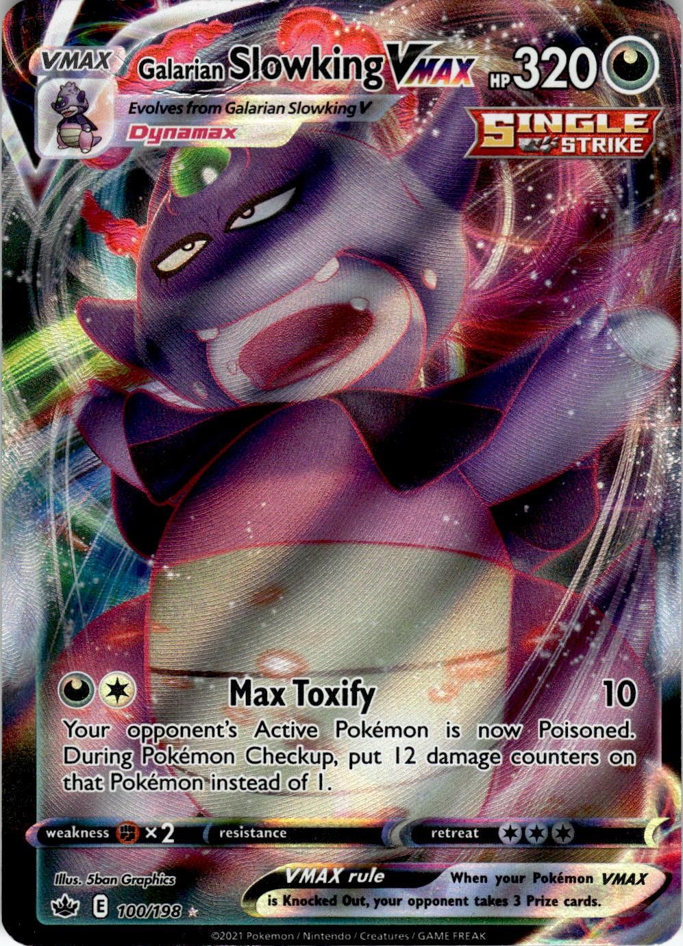 Galarian Slowking VMAX 100/198 Holo VMAX Rare Chilling Reign Pokemon Near Mint