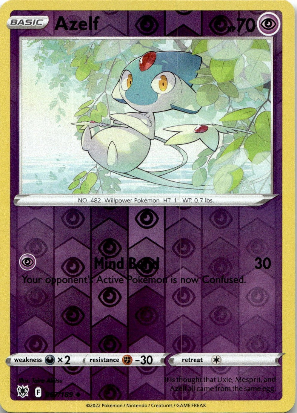 Azelf 067/189 Uncommon Astral Radiance Pokemon Reverse Holo Near Mint