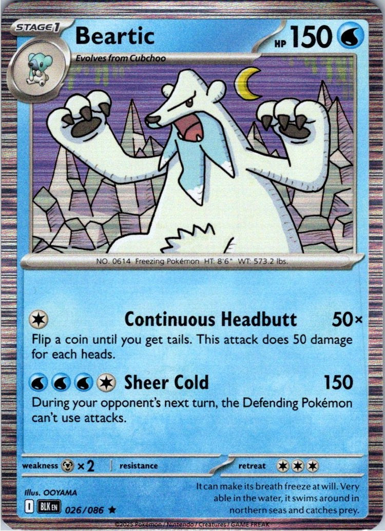 Beartic 026/086 Holo Rare Black Bolt Pokemon Near Mint