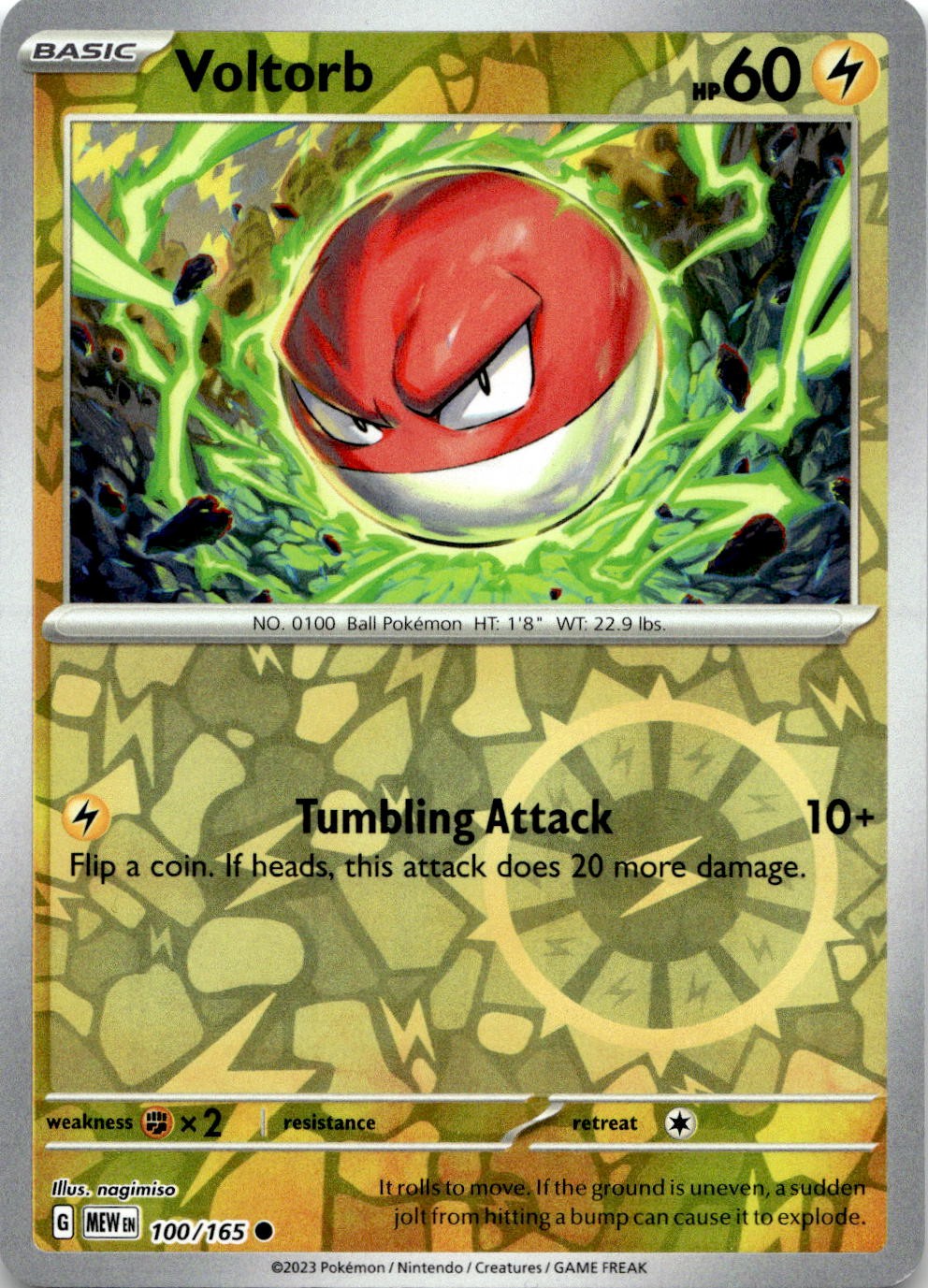 Voltorb 100/165 Common 151 Pokemon Reverse Holo Near Mint