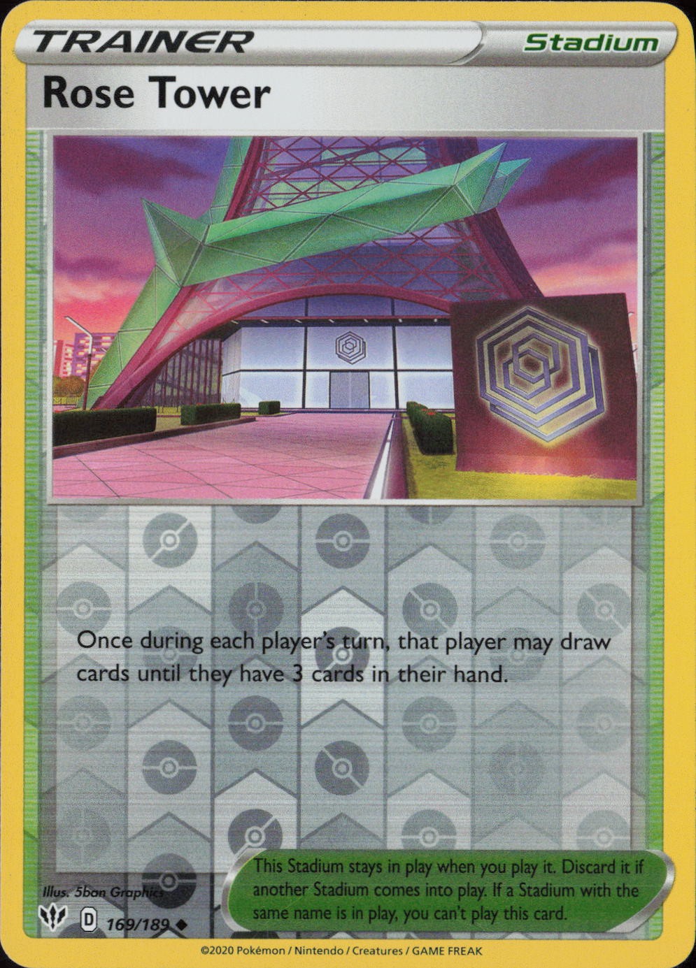 Rose Tower Reverse Holo Uncommon SWSH03: Darkness Ablaze 169/189 NM