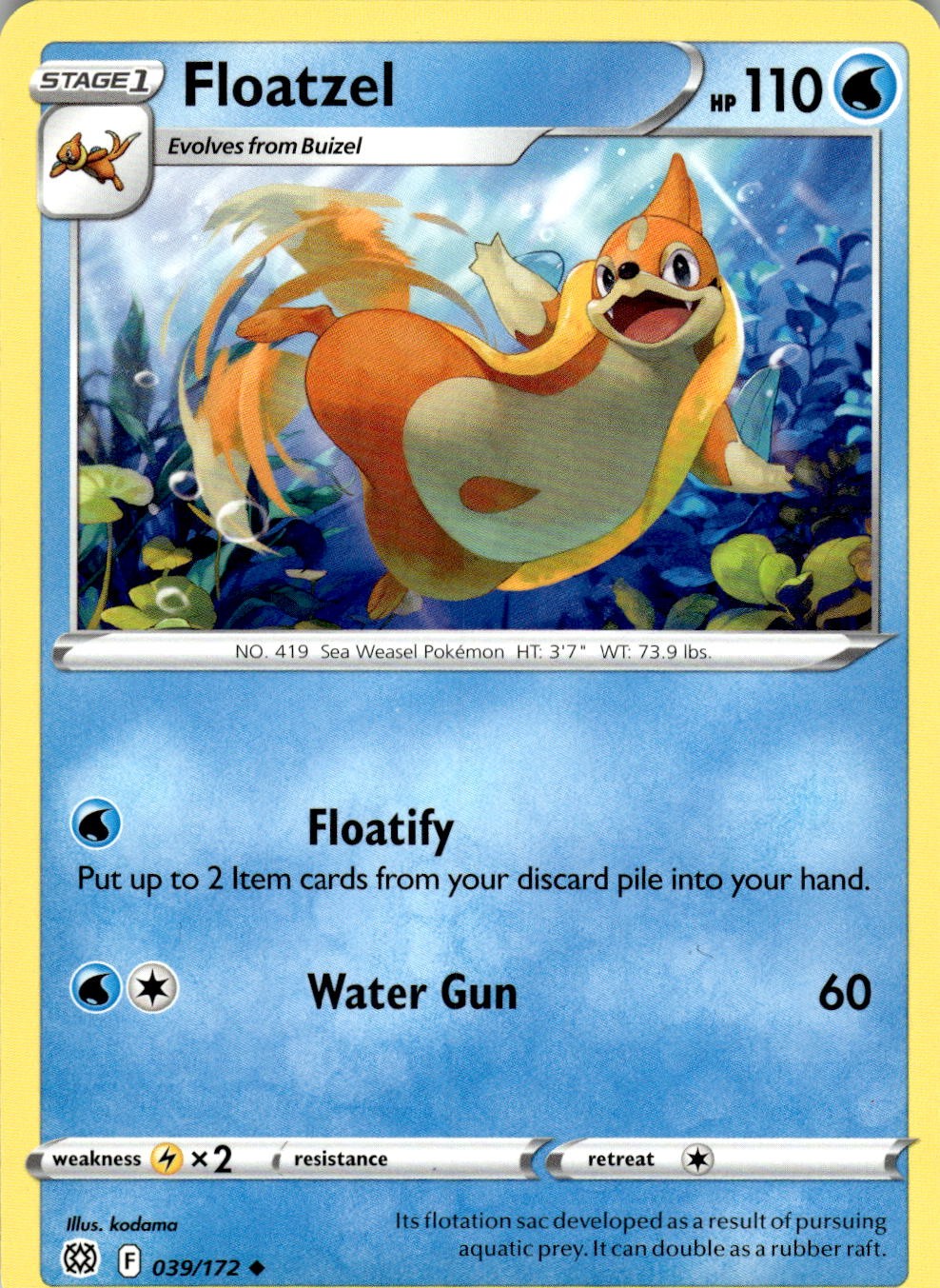 Floatzel 039/172 Uncommon Brilliant Stars Pokemon Near Mint