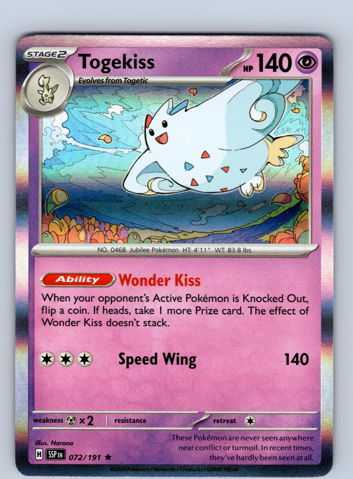 Togekiss 072/191 Rare Surging Sparks Pokemon Holo Near Mint