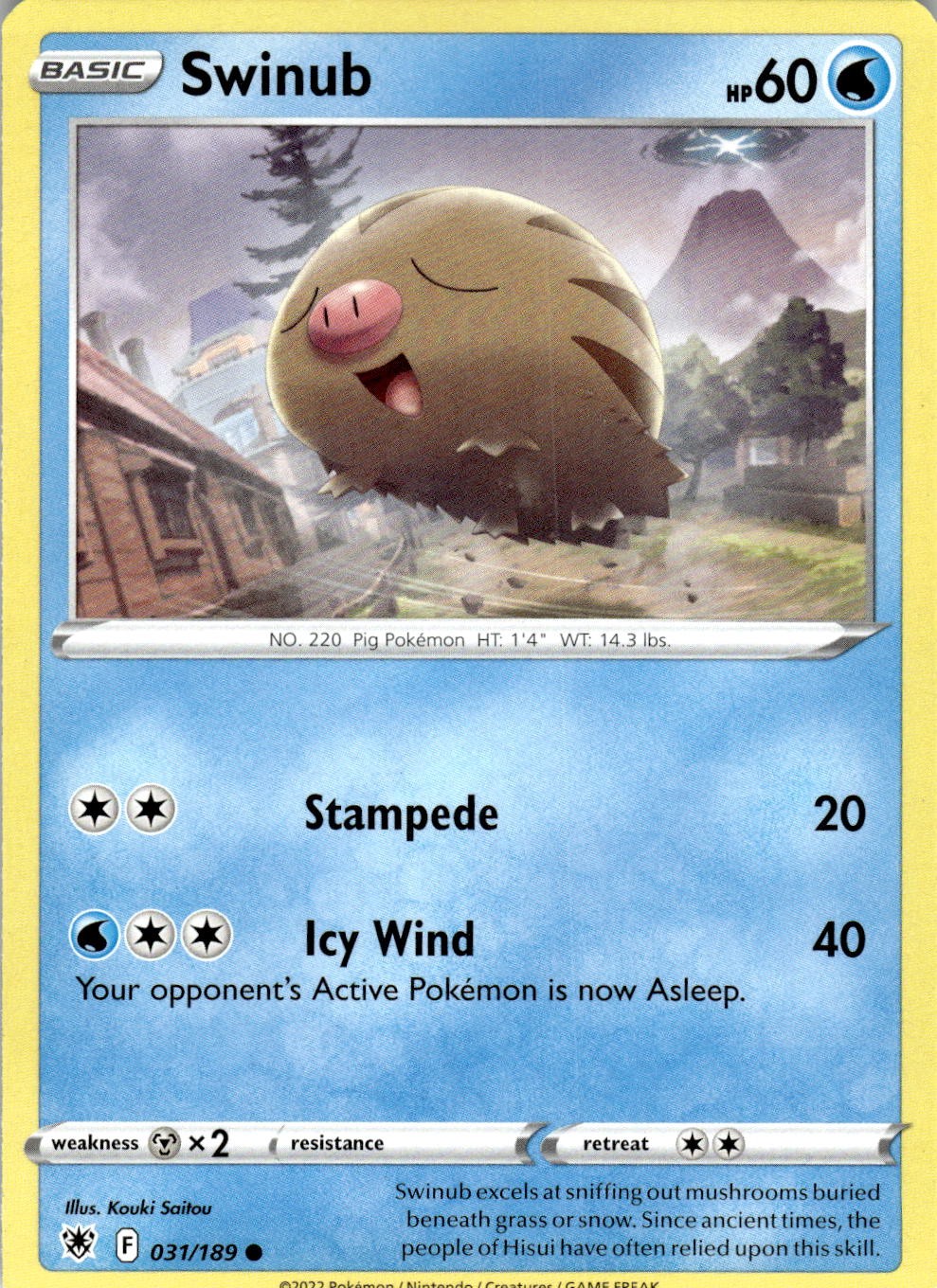 Swinub 031/189 Common Astral Radiance Pokemon Near Mint