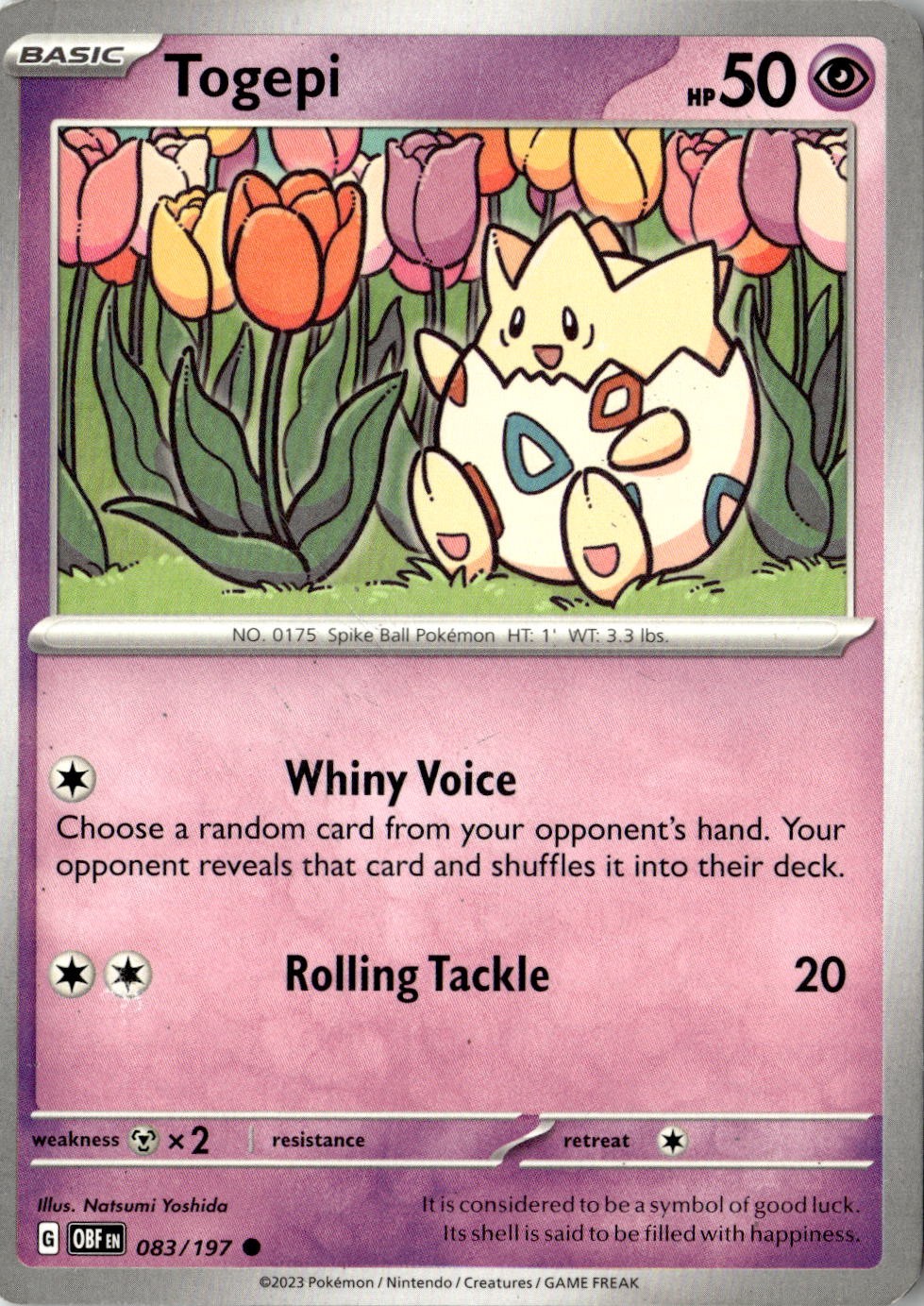 2023 POKEMON TOGEPI 083/197 COMMON OBSIDIAN FLAMES NEAR MINT