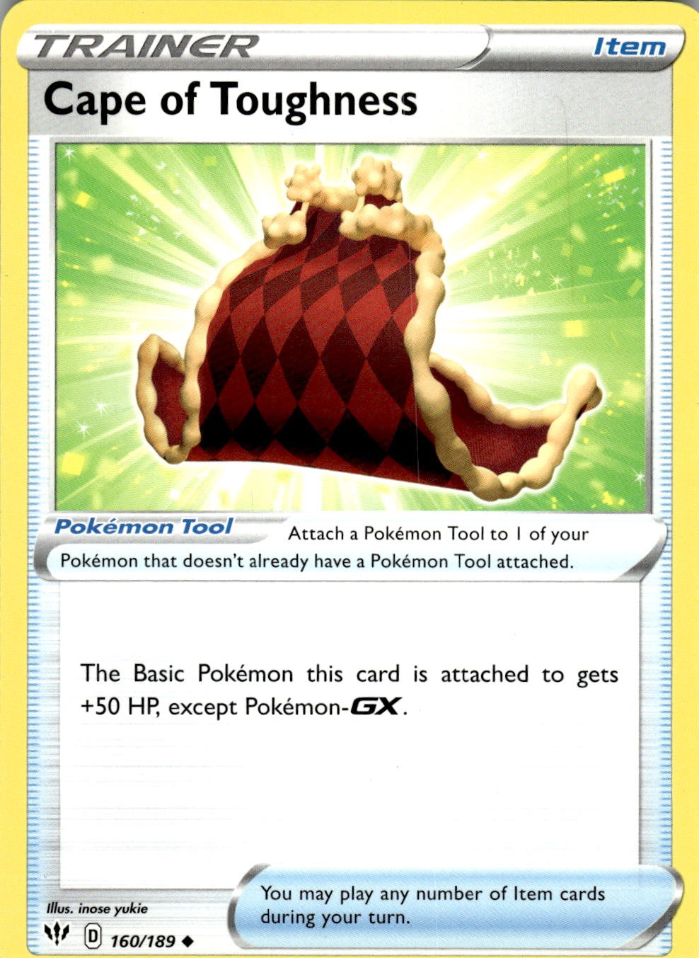 Cape of Toughness 160/189 Uncommon Darkness Ablaze Pokemon Lightly Played