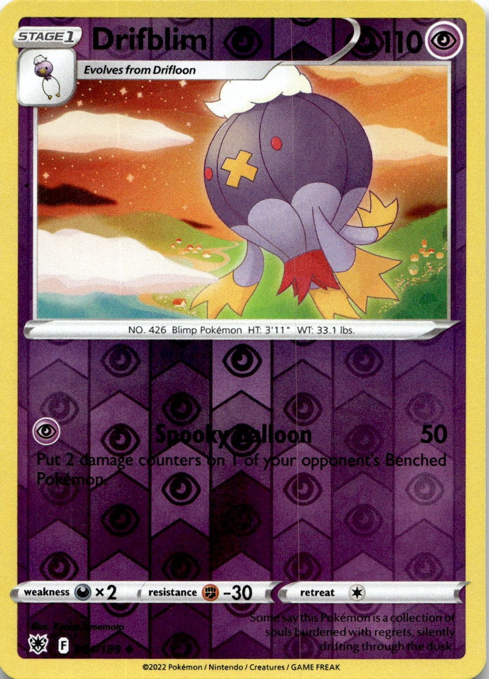 Drifblim 064/189 Uncommon Astral Radiance Pokemon Reverse Holo Near Mint