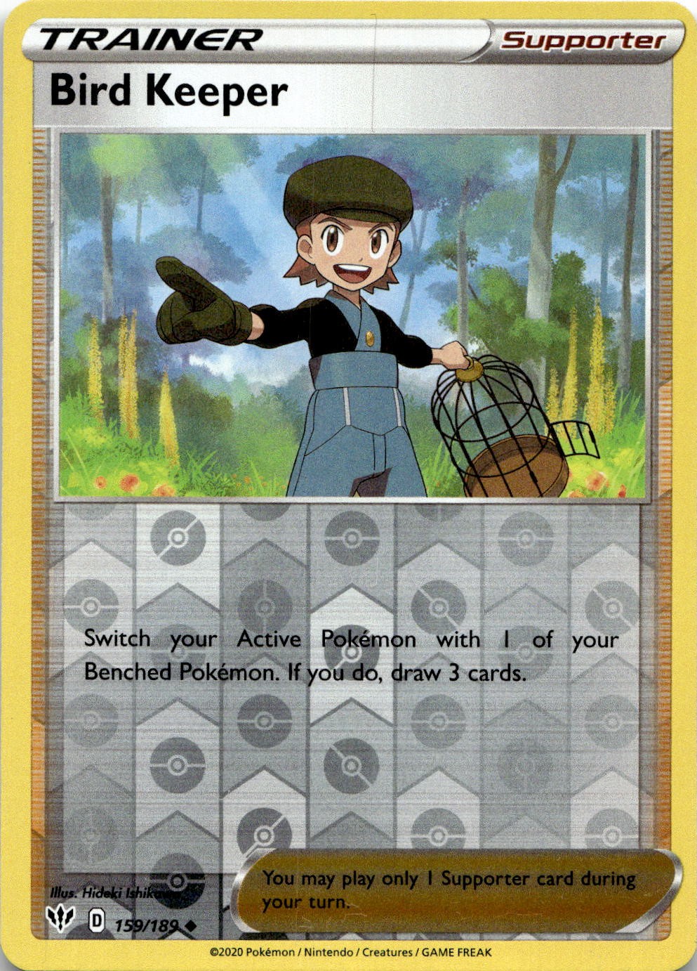 Bird Keeper 159/189 Uncommon Darkness Ablaze Pokemon Reverse Holo Lightly Played