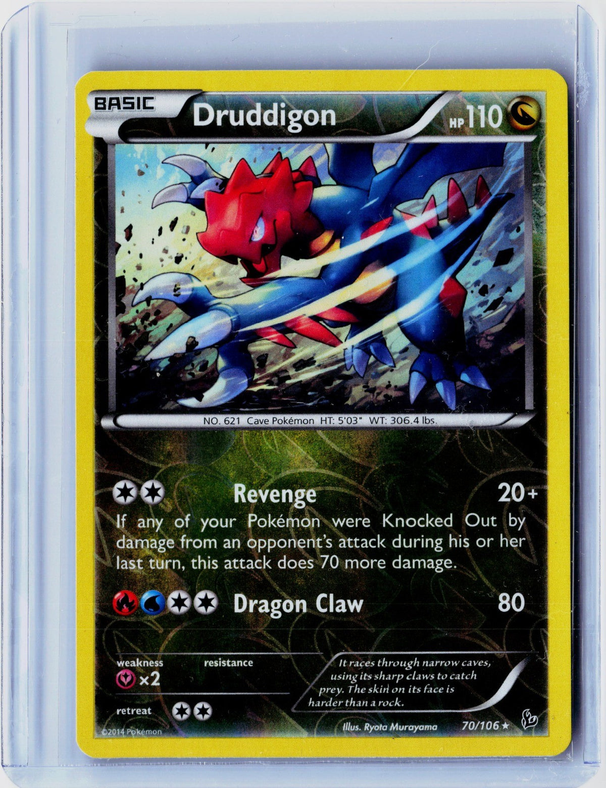 Druddigon Reverse Holo Holo Rare XY - Flashfire 70/106 NM