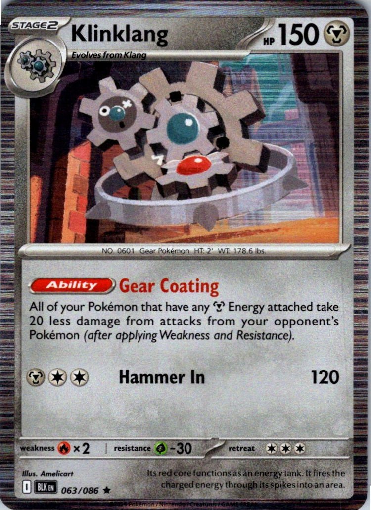 Klinklang 063/086 Holo Rare Black Bolt Pokemon Near Mint