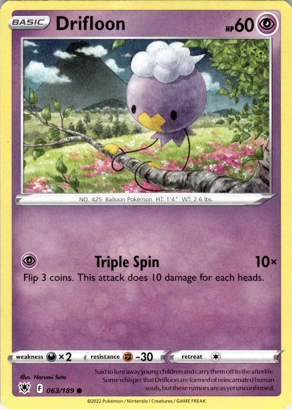 Drifloon 063/189 Common Astral Radiance Pokemon Near Mint