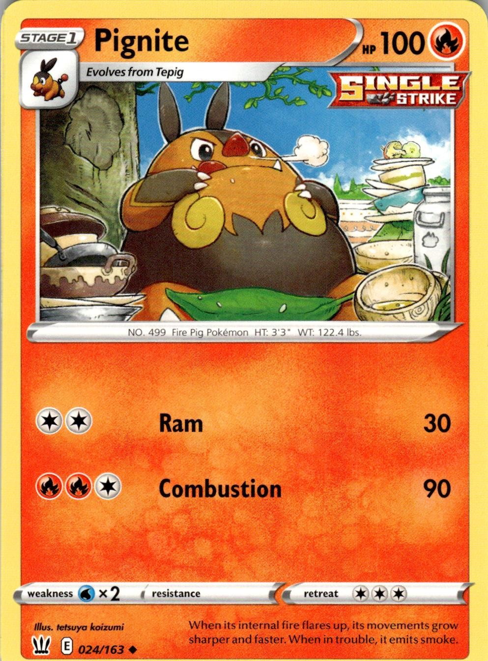 2021 POKEMON PIGNITE 024/163 UNCOMMON BATTLE STYLES NEAR MINT