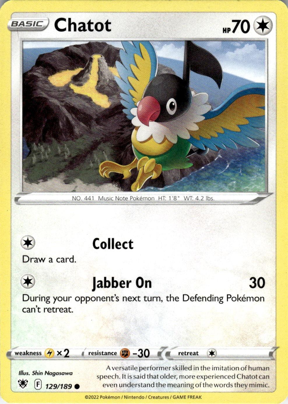 Chatot 129/189 Common Astral Radiance Pokemon Near Mint