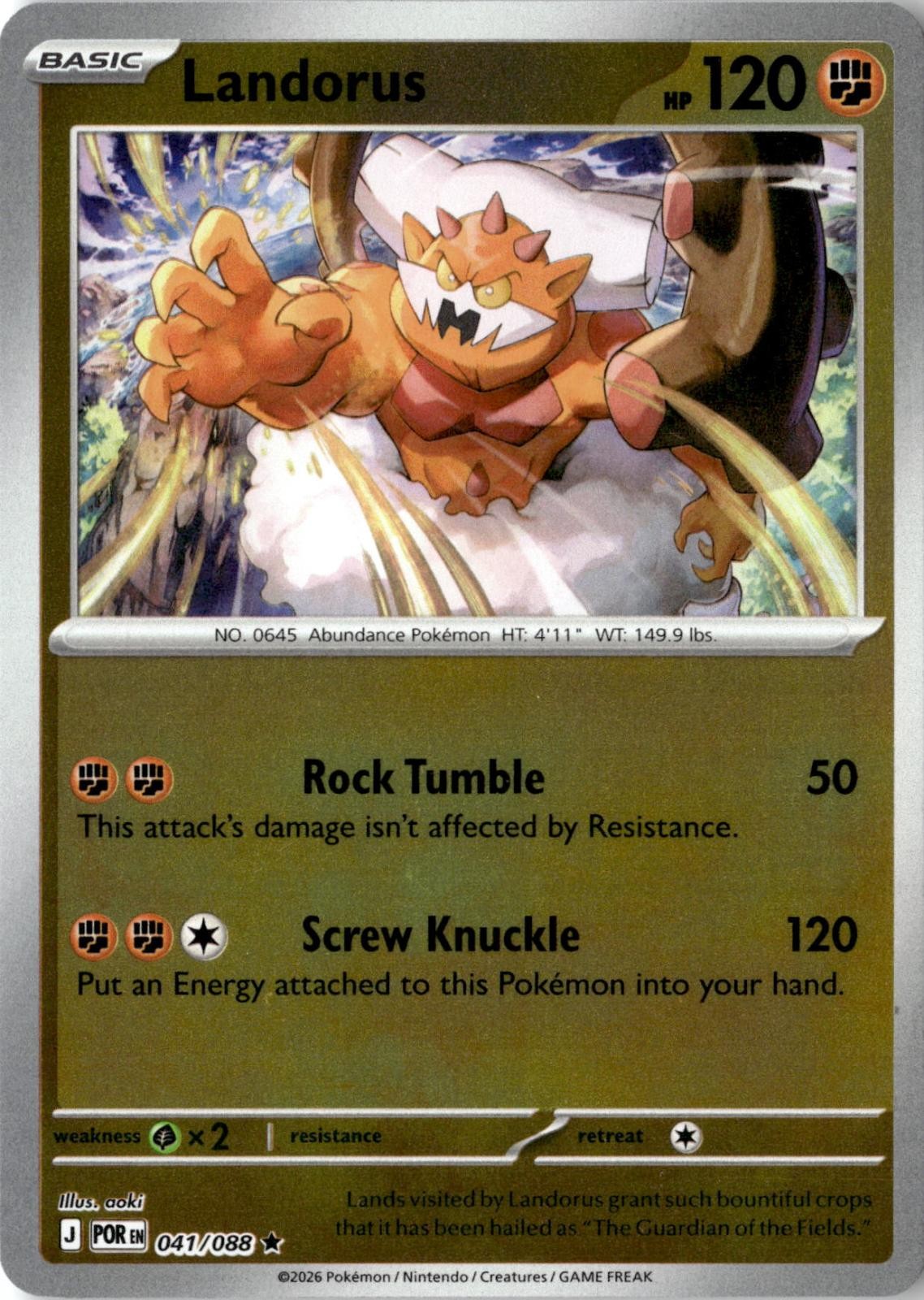 2026 POKEMON LANDORUS 041/088 RARE PERFECT ORDER HOLO NEAR MINT