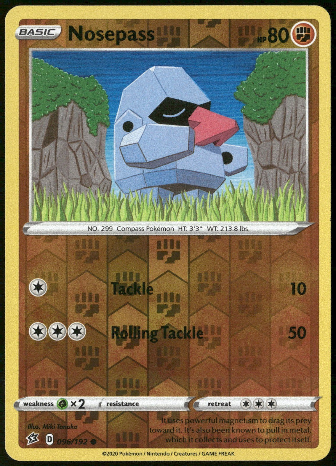Nosepass Reverse Holo Common SWSH02: Rebel Clash 096/192 NM