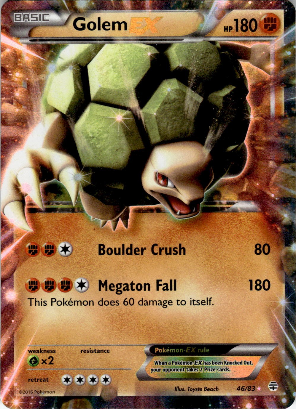 2016 POKEMON GOLEM EX 46/83 HOLO EX RARE GENERATIONS NM/LP