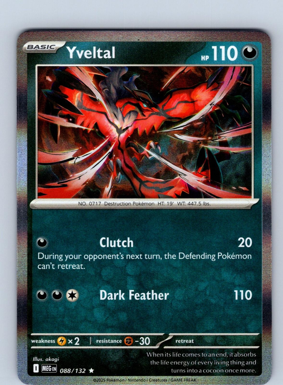 Yveltal 088/132 Rare Mega Evolution Pokemon Holo Near Mint