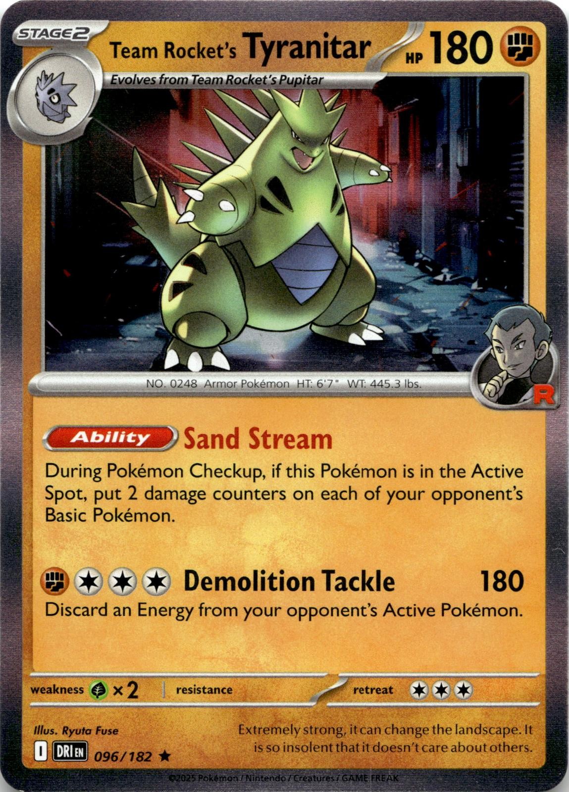 Team Rocket's Tyranitar 096/182 Rare Destined Rivals Pokemon Holo Near Mint