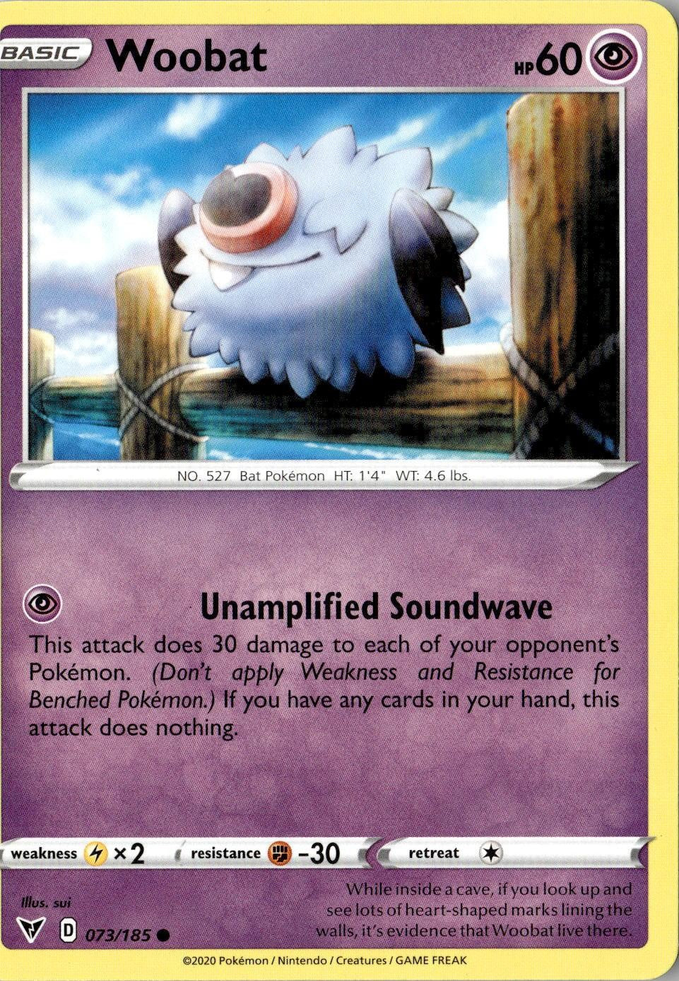 2020 POKEMON WOOBAT 073/185 COMMON VIVID VOLTAGE NEAR MINT
