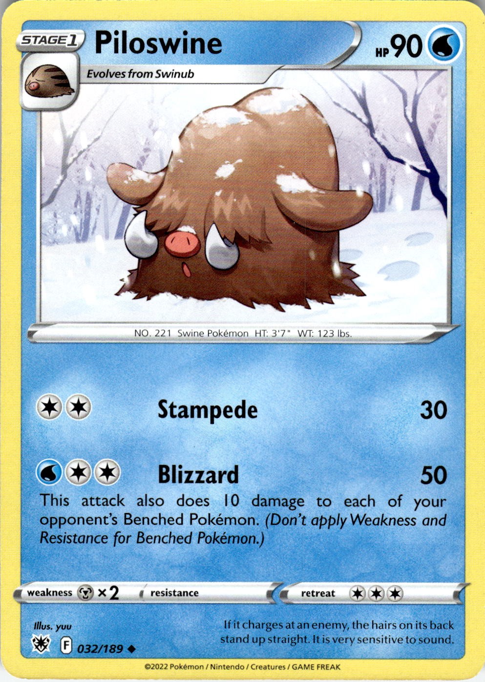 Piloswine 032/189 Uncommon Astral Radiance Pokemon Near Mint