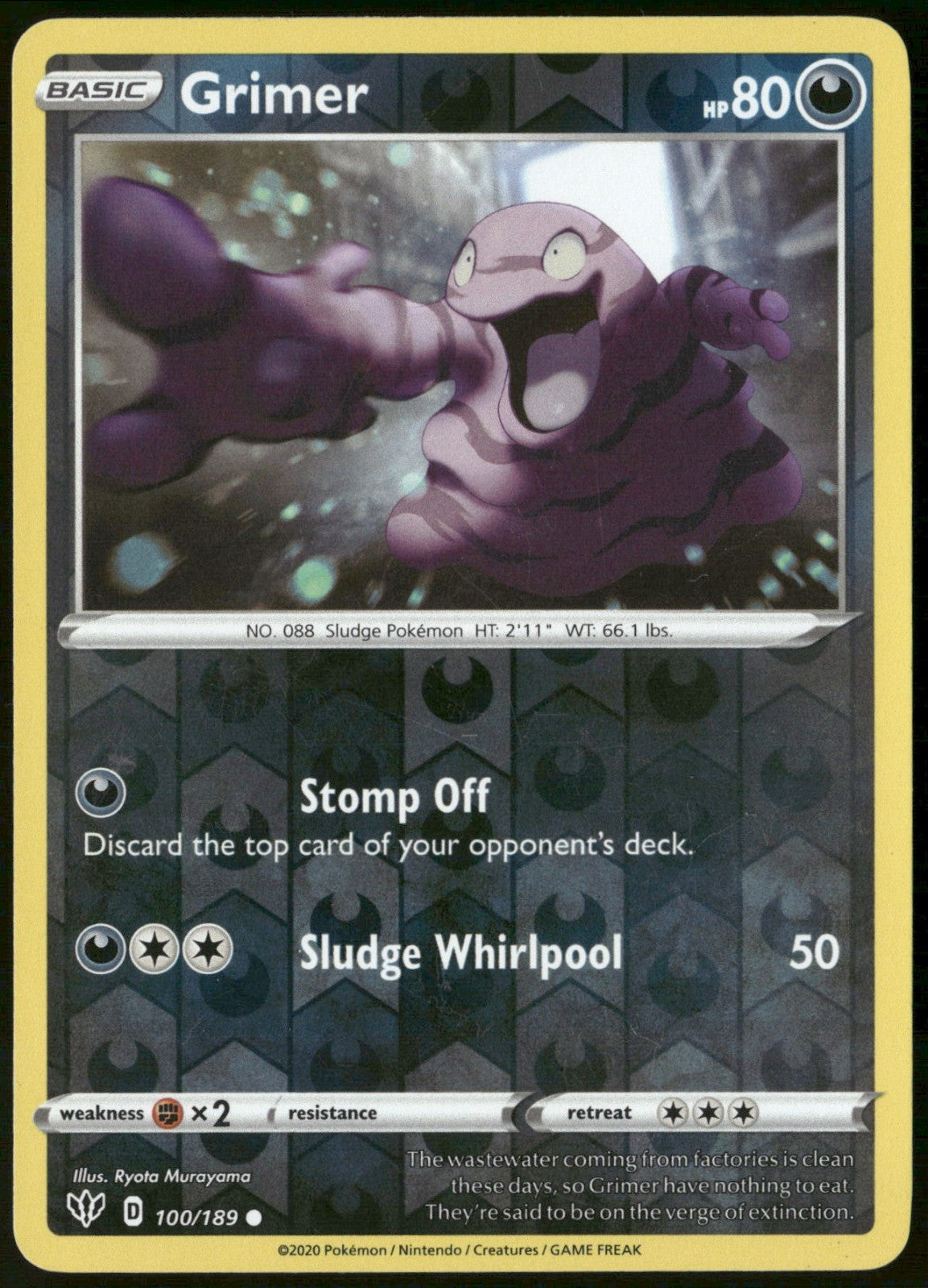 Grimer Reverse Holo Common SWSH03: Darkness Ablaze 100/189 NM