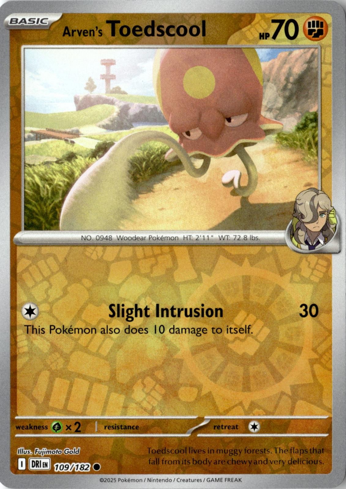 2025 POKEMON ARVEN'S TOEDSCOOL 109/182 COMMON DESTINED RIVALS REVERSE HOLO NM