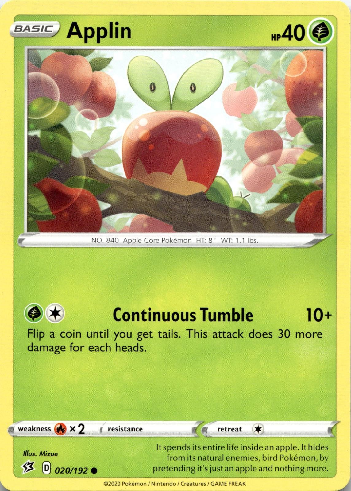 Applin 020/192 Common Rebel Clash Pokemon Near Mint