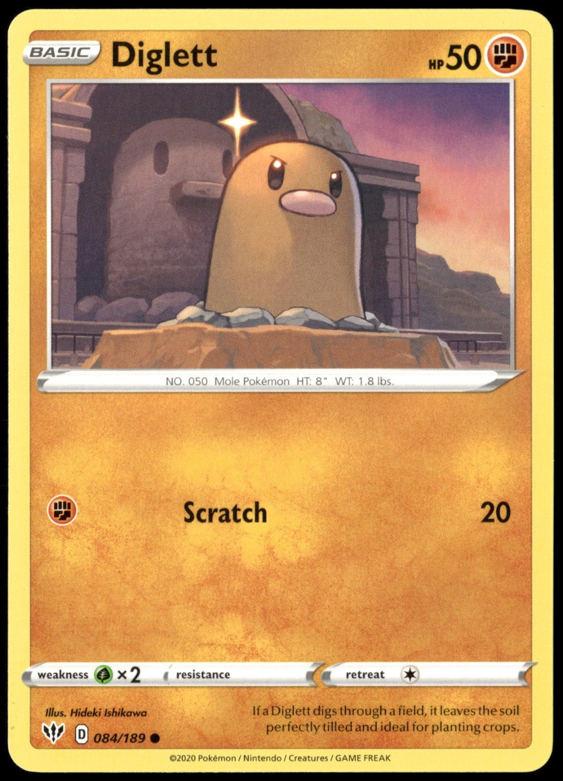 Diglett Common SWSH03: Darkness Ablaze 084/189 NM